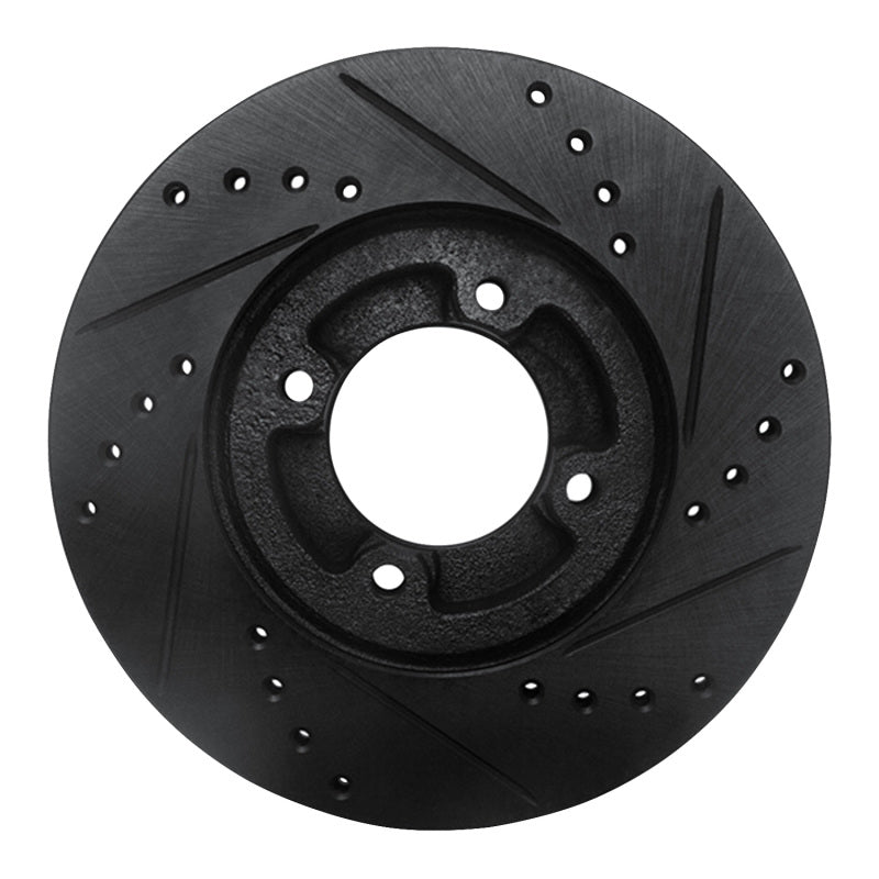 R1 86-89 Toyota Van Front Left Drilled & Slotted Black Brake Rotor