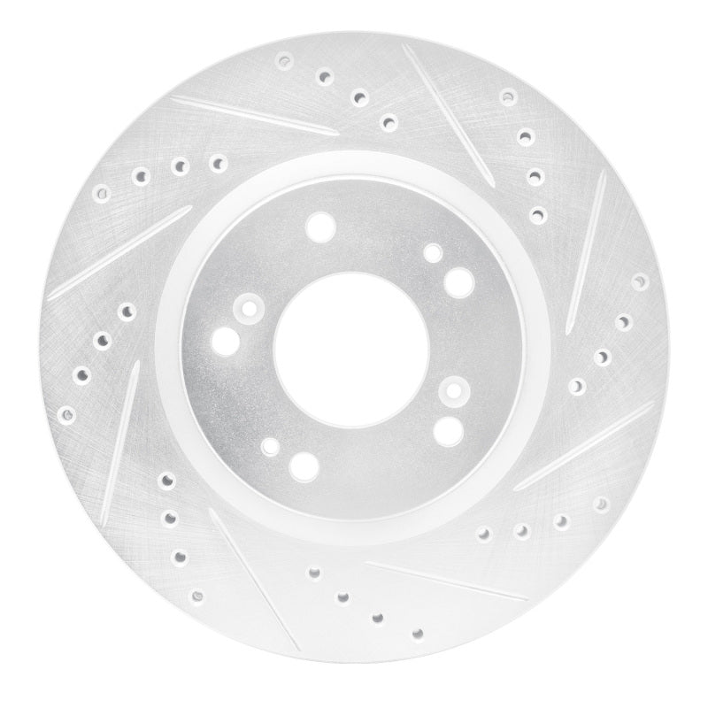 R1 04-12 Mitsubishi Eclipse Front Right Drilled & Slotted Silver Brake Rotor