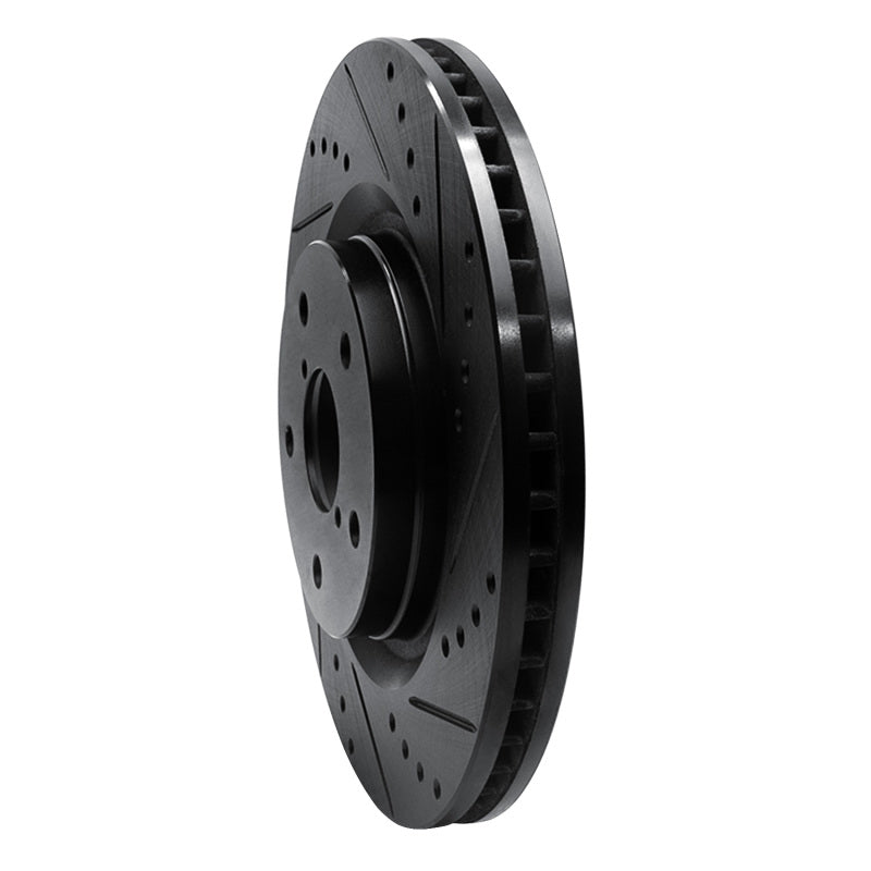 R1 -24 Subaru Forester Front Right Drilled & Slotted Black Brake Rotor