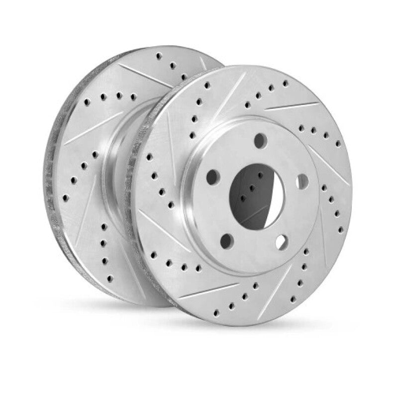 R1 23-25 Genesis G70 Front Right Drilled & Slotted Silver Brake Rotor