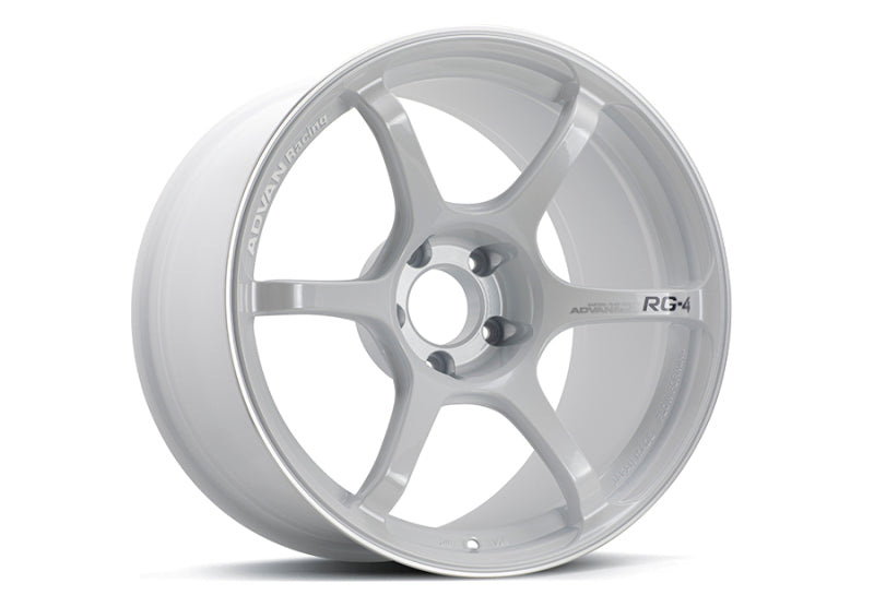 Advan RG-4 18x9.5 +45 5x114.3 Racing White Metallic and Ring Wheel