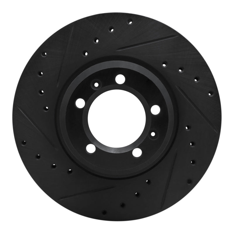 R1 81-89 Alfa Romeo Milano Front Left Drilled & Slotted Black Brake Rotor