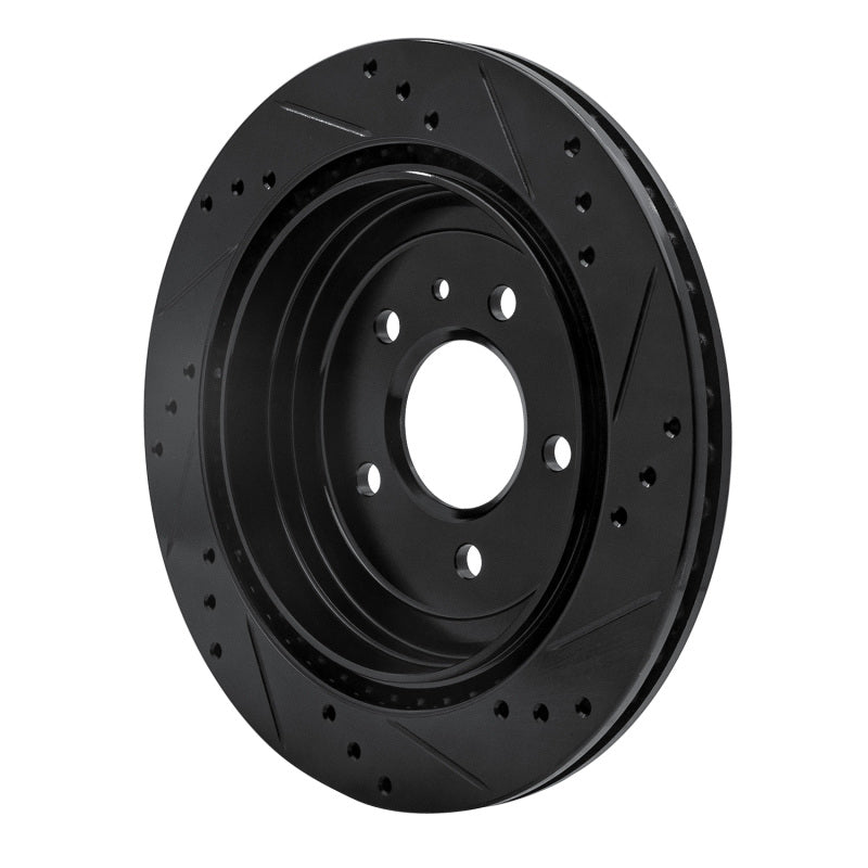 R1 13-19 Cadillac ATS Rear Left Drilled & Slotted Black Brake Rotor