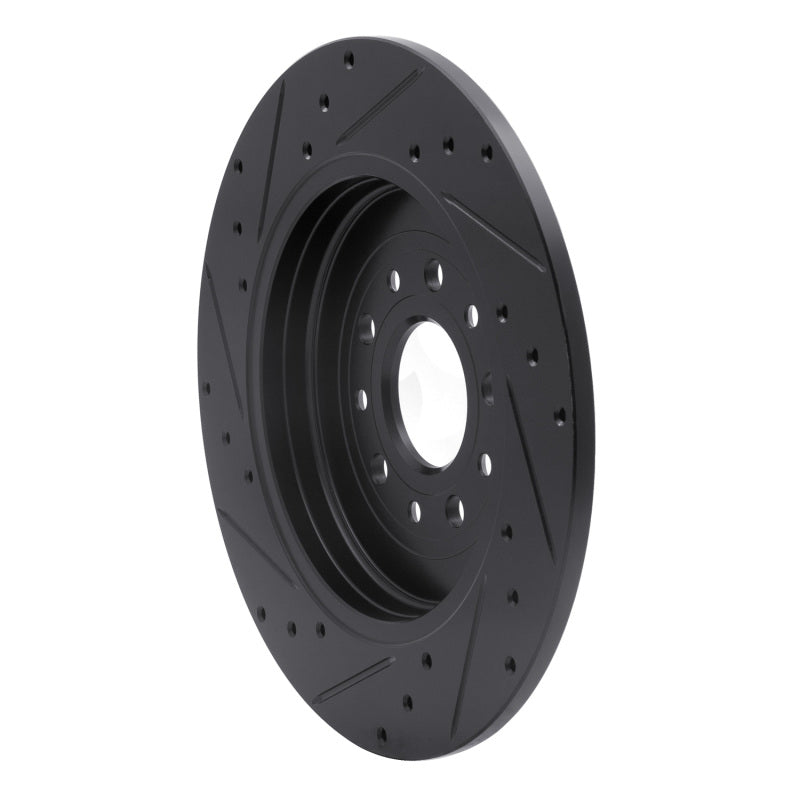 R1 05-19 Ford Freestyle Rear Right Drilled & Slotted Black Brake Rotor