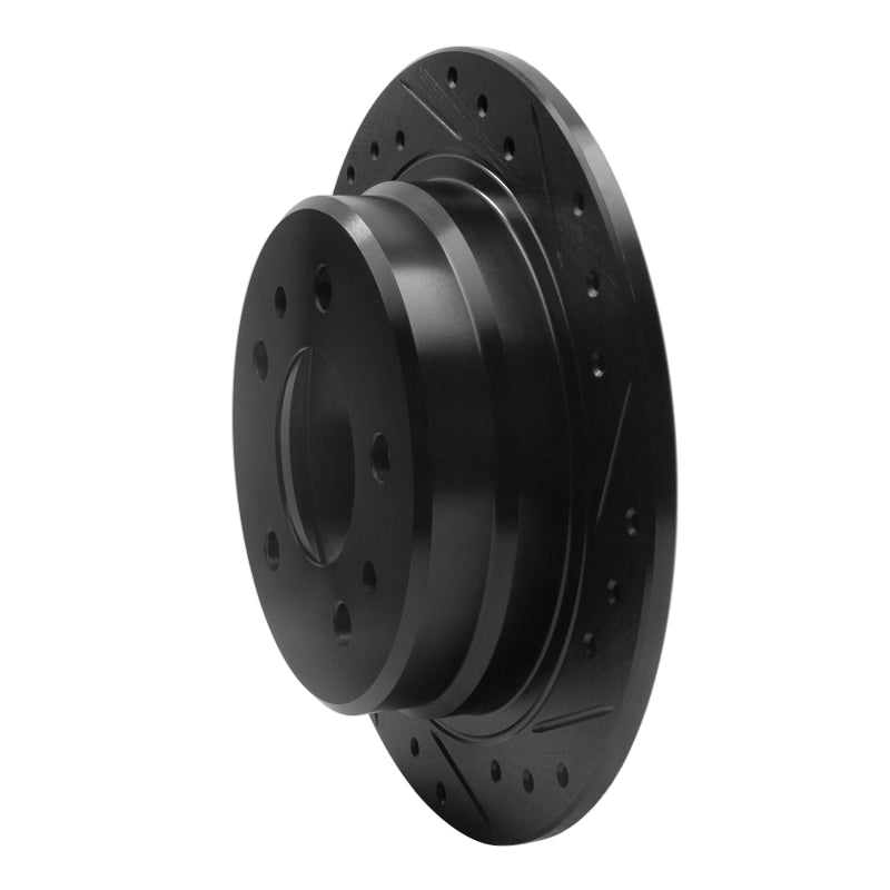 R1 82-89 BMW 524TD Rear Right Drilled & Slotted Black Brake Rotor