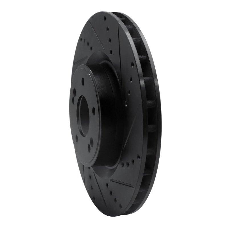 R1 10-16 Hyundai Genesis Coupe Front Right Drilled & Slotted Black Brake Rotor