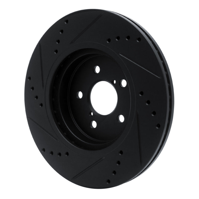 R1 17-23 Subaru Impreza Front Right Drilled & Slotted Black Brake Rotor