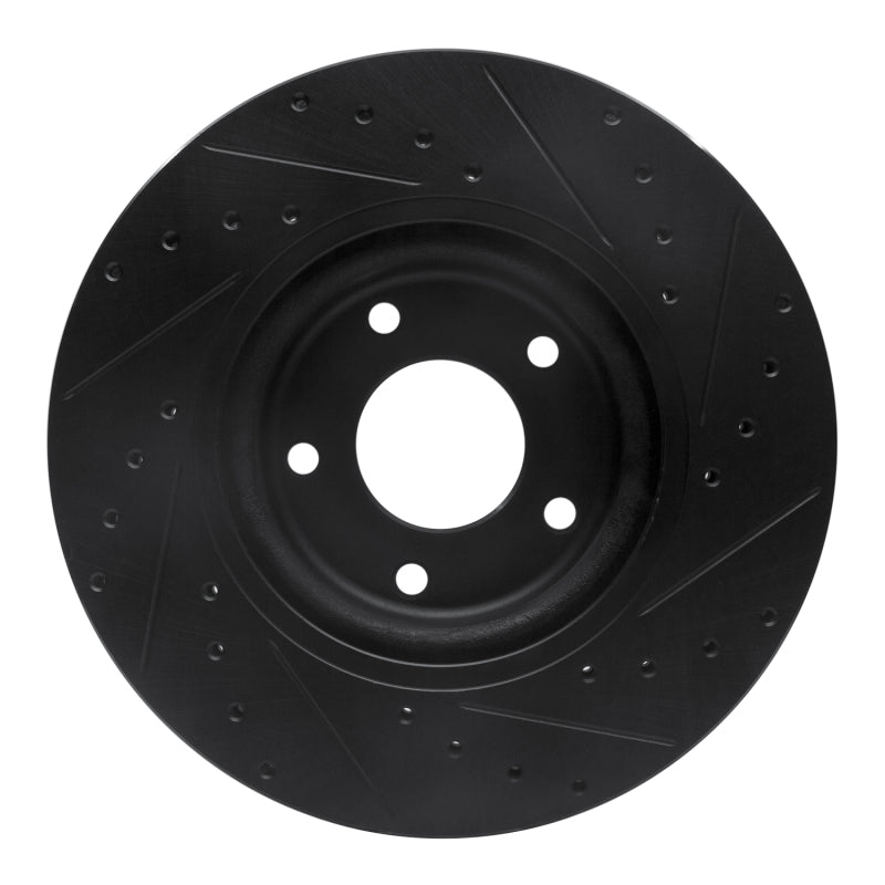 R1 98-06 Jaguar XK8 Front Left Drilled & Slotted Black Brake Rotor