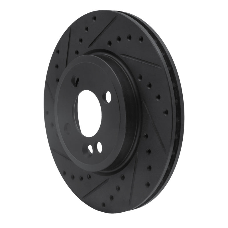 R1 07-15 Mini Cooper Clubman Front Left Drilled & Slotted Black Brake Rotor