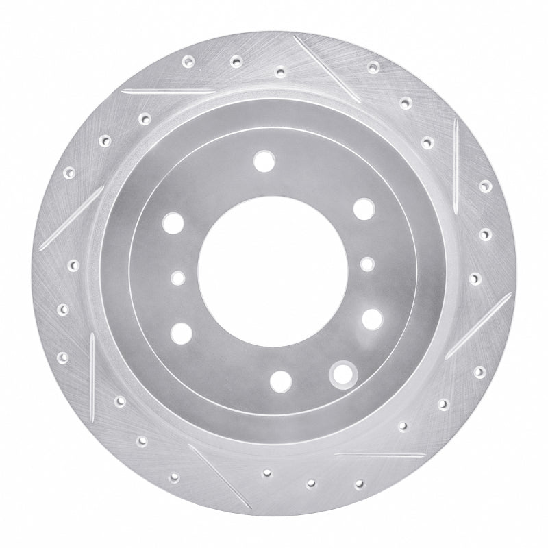 R1 08-14 Mitsubishi Montero Limited (Mexico) Rear Right Drilled & Slotted Silver Brake Rotor