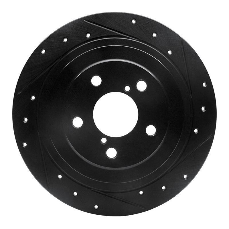 R1 00-06 Subaru BAJA Rear Right Drilled & Slotted Black Brake Rotor