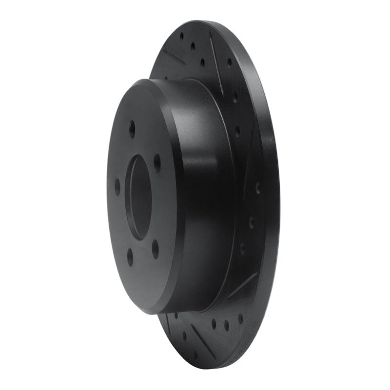 R1 91-95 Ford Crown Victoria Rear Right Drilled & Slotted Black Brake Rotor