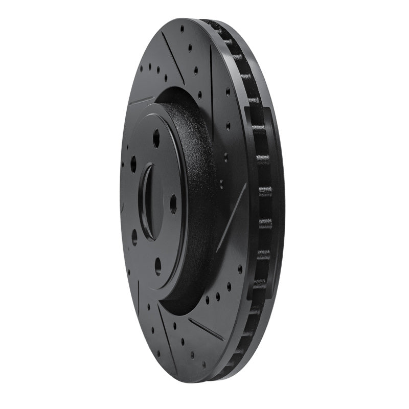 R1 11-25 Dodge Durango Front Right Drilled & Slotted Black Brake Rotor