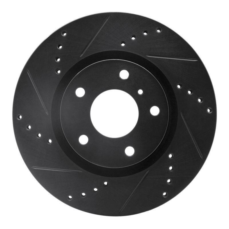 R1 03-05 Infiniti G35 Front Left Drilled & Slotted Black Brake Rotor