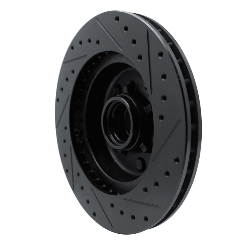 R1 90-90 Cadillac BROUGHAM Front Left Drilled & Slotted Black Brake Rotor