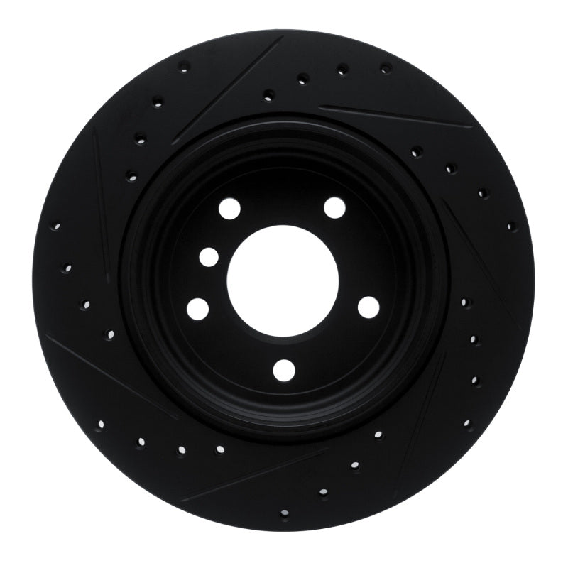 R1 01-06 BMW 330I Rear Right Drilled & Slotted Black Brake Rotor