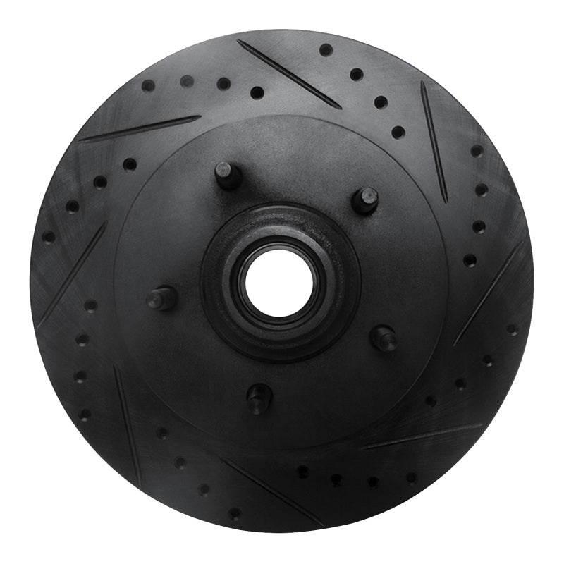 R1 97-00 Ford Expedition Front Right Drilled & Slotted Black Brake Rotor