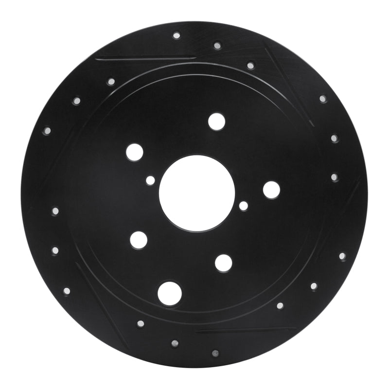 R1 15-21 Subaru WRX Rear Right Drilled & Slotted Black Brake Rotor