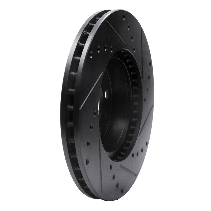 R1 91-95 Volvo 780 Front Left Drilled & Slotted Black Brake Rotor