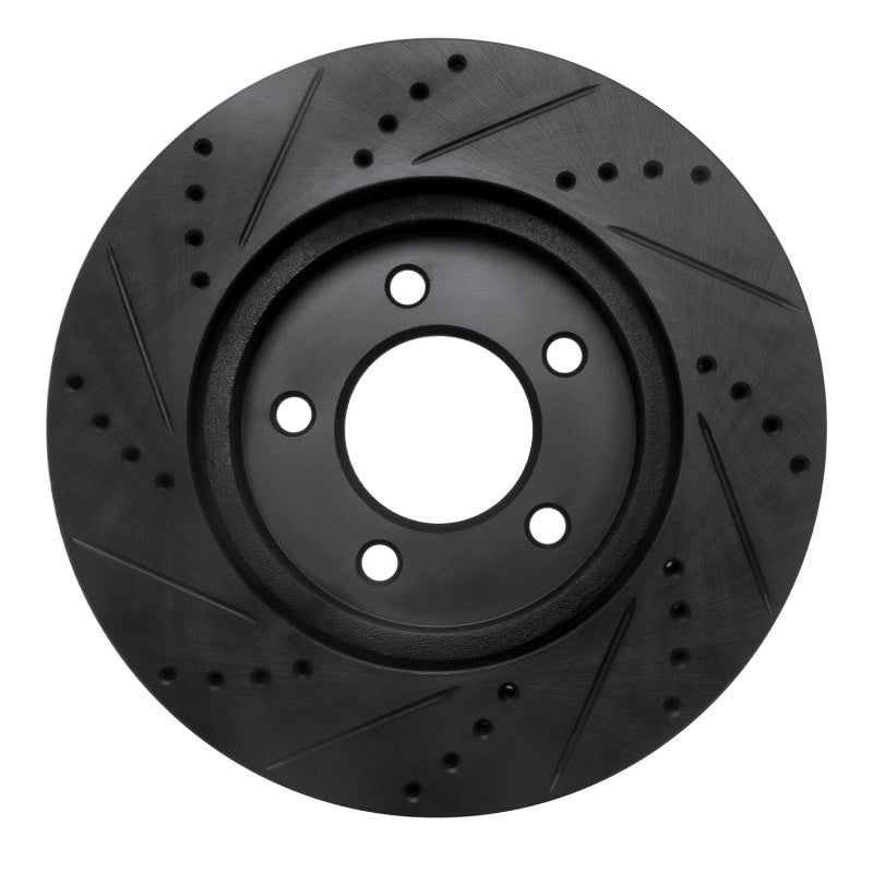 R1 04-08 Chrysler Pacifica Front Right Drilled & Slotted Black Brake Rotor
