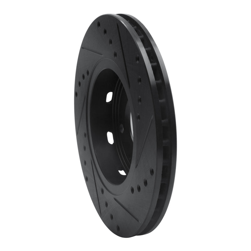 R1 00-04 Volvo S40 Front Left Drilled & Slotted Black Brake Rotor