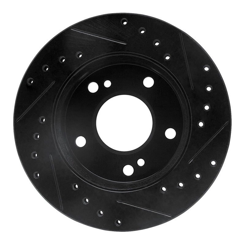 R1 94-96 Nissan 240SX Front Left Drilled & Slotted Black Brake Rotor