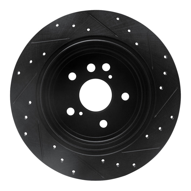 R1 04-05 Toyota RAV4 Rear Left Drilled & Slotted Black Brake Rotor
