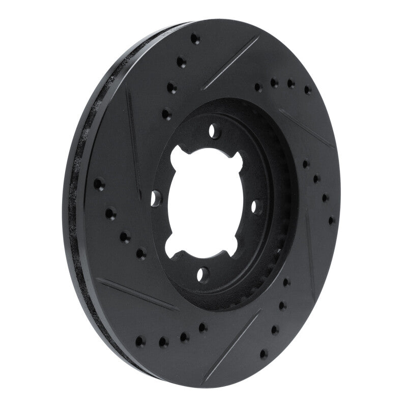 R1 83-84 Toyota Cressida Front Right Drilled & Slotted Black Brake Rotor