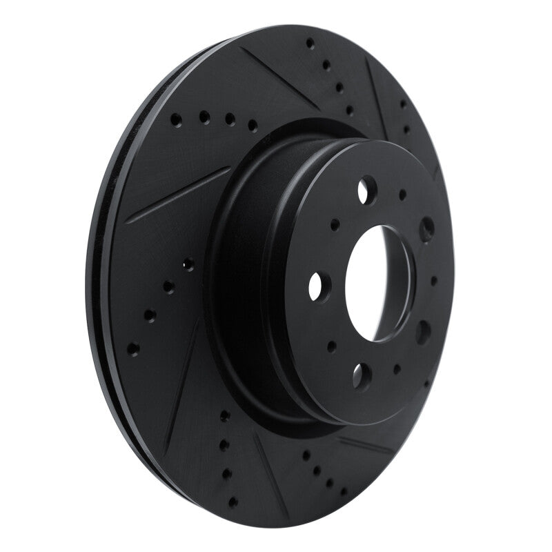 R1 17-25 Tesla Model 3 Front Right Drilled & Slotted Black Brake Rotor