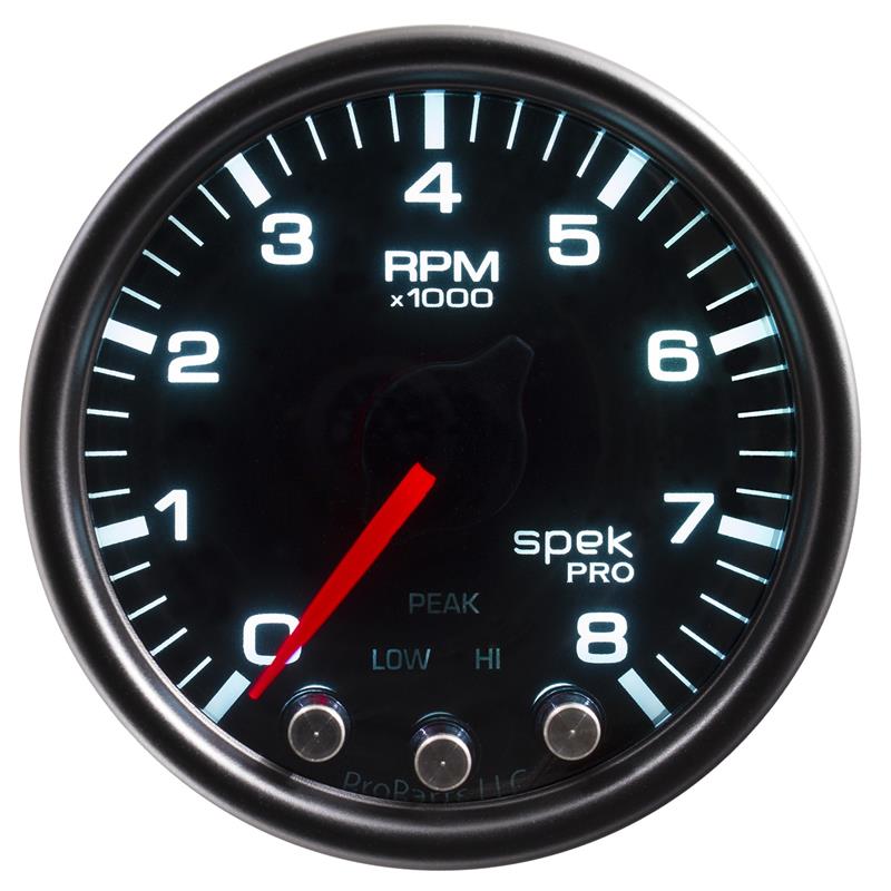 Autometer Spek-Pro Gauge Boost 2 1/16in 35psi Stepper Motor W/Peak & Warn Blacksmoke//Black