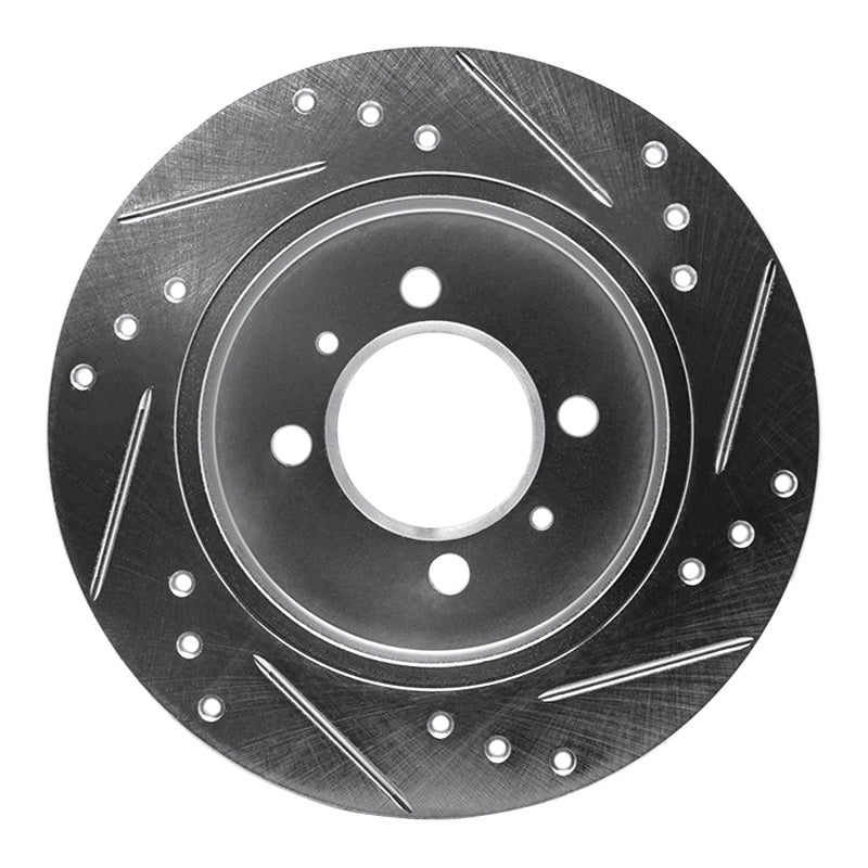 R1 91-94 Nissan SENTRA Rear Left Drilled & Slotted Silver Brake Rotor