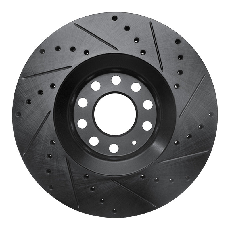 R1 98-09 Audi A4 (Mexico) Front Left Drilled & Slotted Black Brake Rotor