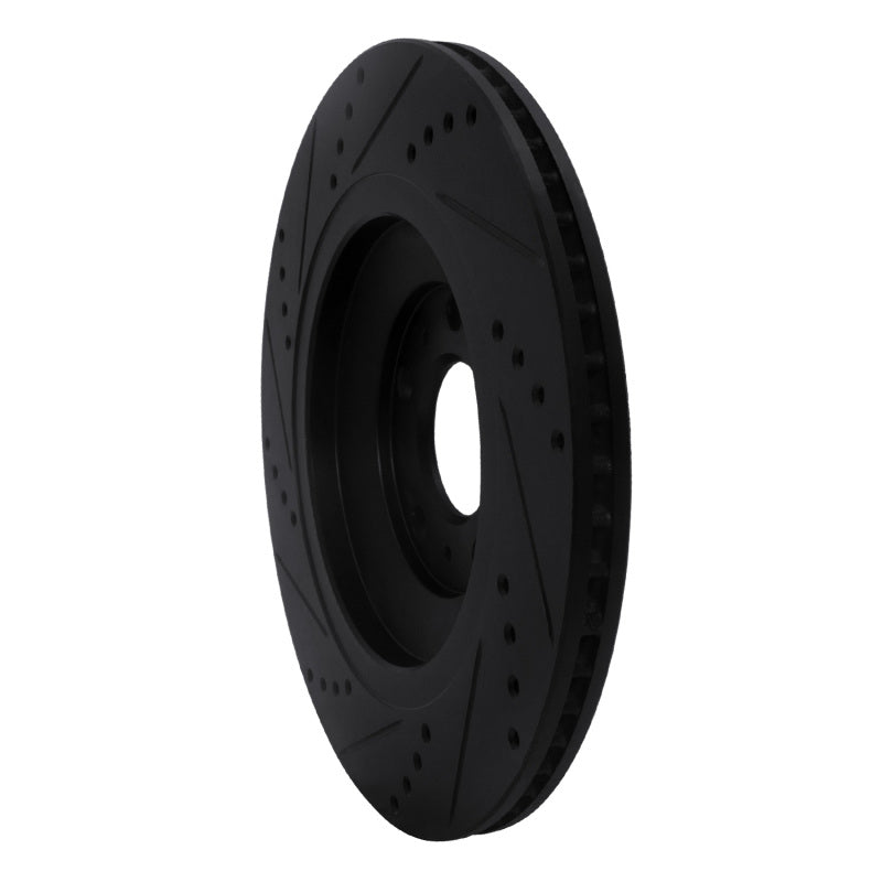 R1 04-18 Audi A8 Rear Right Drilled & Slotted Black Brake Rotor
