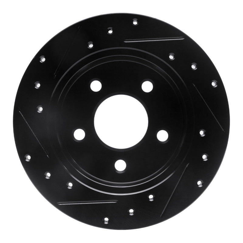 R1 94-04 Ford Mustang Rear Right Drilled & Slotted Black Brake Rotor