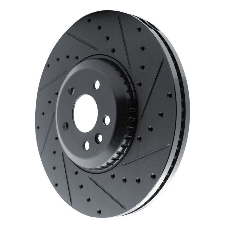 R1 20-25 Jaguar E-Pace Front Right Drilled & Slotted Black Brake Rotor