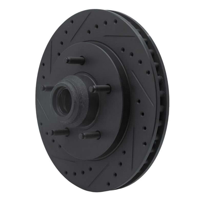 R1 97-00 Ford Expedition Front Left Drilled & Slotted Black Brake Rotor