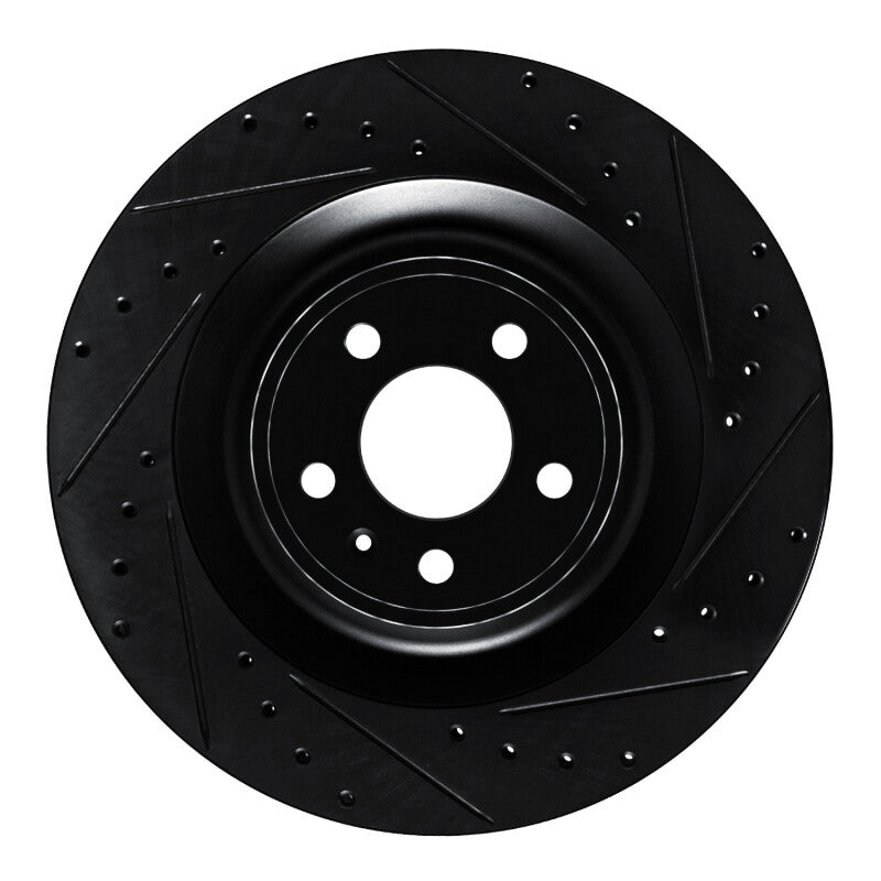 R1 15-18 Porsche Macan Rear Right Drilled & Slotted Black Brake Rotor