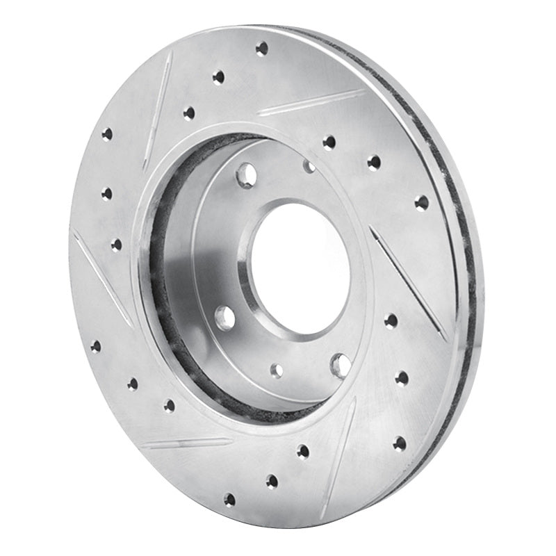 R1 88-07 Dodge Colt Front Right Drilled & Slotted Silver Brake Rotor