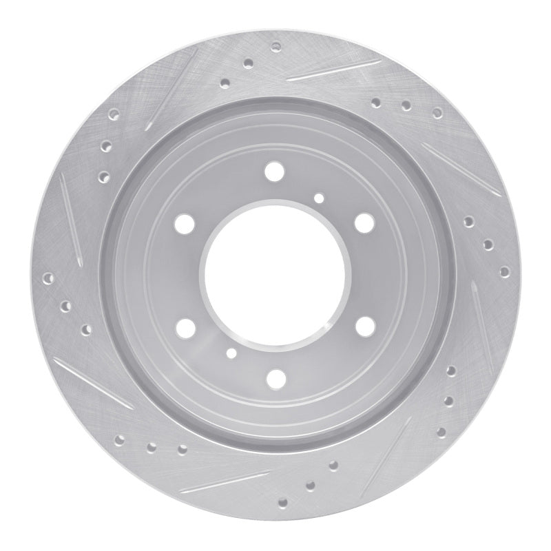 R1 00-06 Mitsubishi Montero Rear Right Drilled & Slotted Silver Brake Rotor