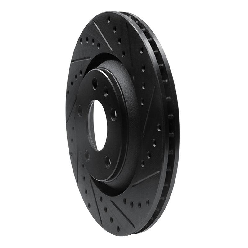 R1 04-09 Audi S4 Rear Right Drilled & Slotted Black Brake Rotor