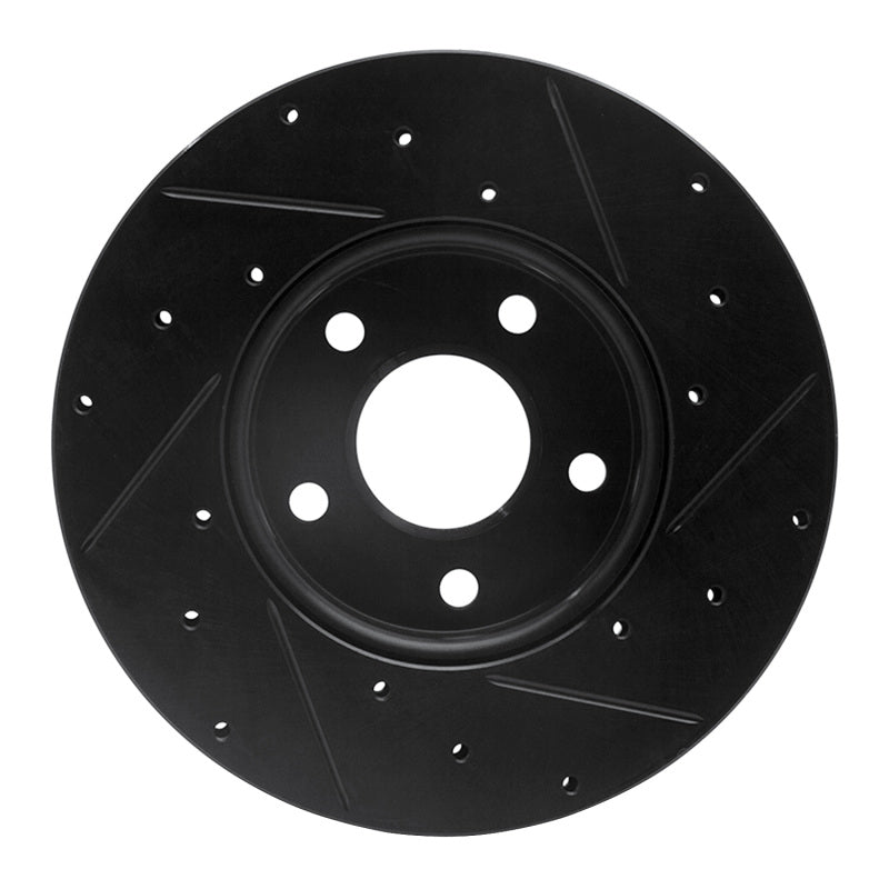 R1 12-18 Ford C-MAX Front Left Drilled & Slotted Black Brake Rotor