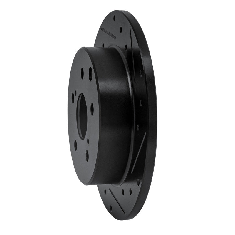 R1 06-18 Lexus HS250H Rear Right Drilled & Slotted Black Brake Rotor