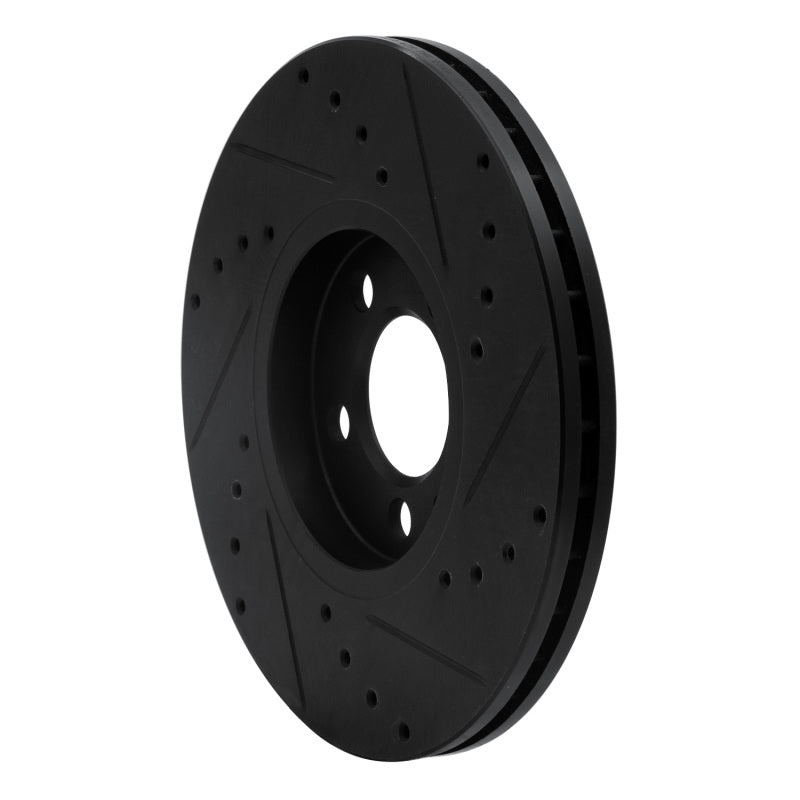 R1 96-98 Volkswagen Golf Front Left Drilled & Slotted Black Brake Rotor