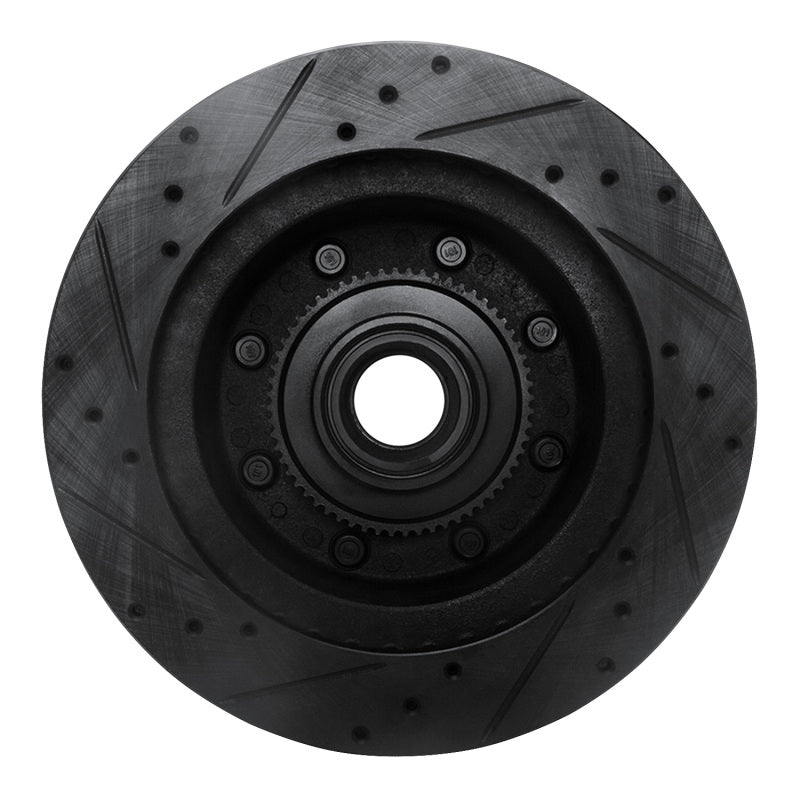 R1 95-07 Ford E-150 Econoline Front Right Drilled & Slotted Black Brake Rotor