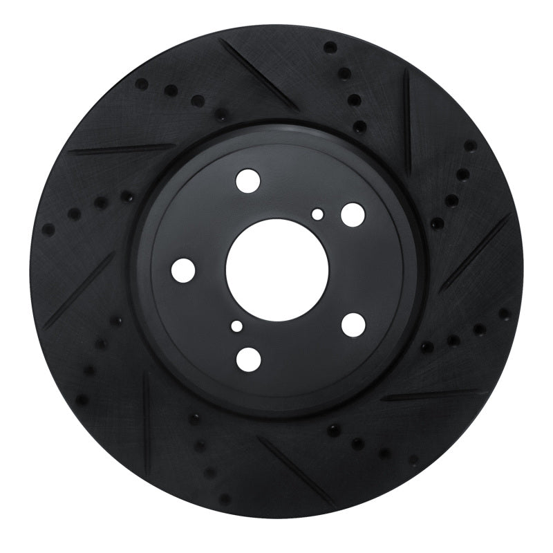 R1 01-06 Lexus LS430 Front Right Drilled & Slotted Black Brake Rotor