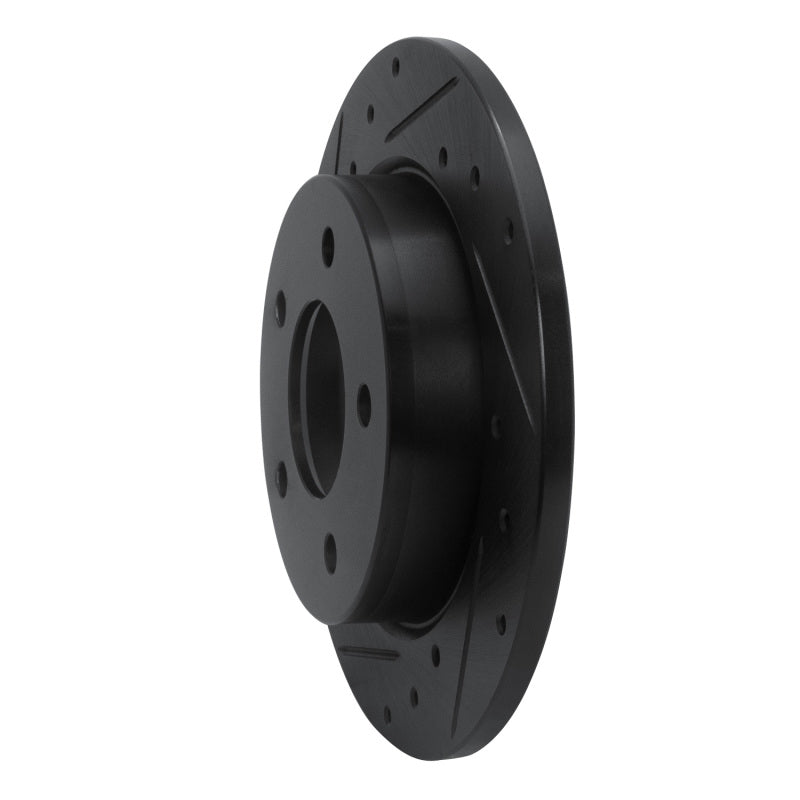 R1 04-13 Mazda 3 Rear Left Drilled & Slotted Black Brake Rotor