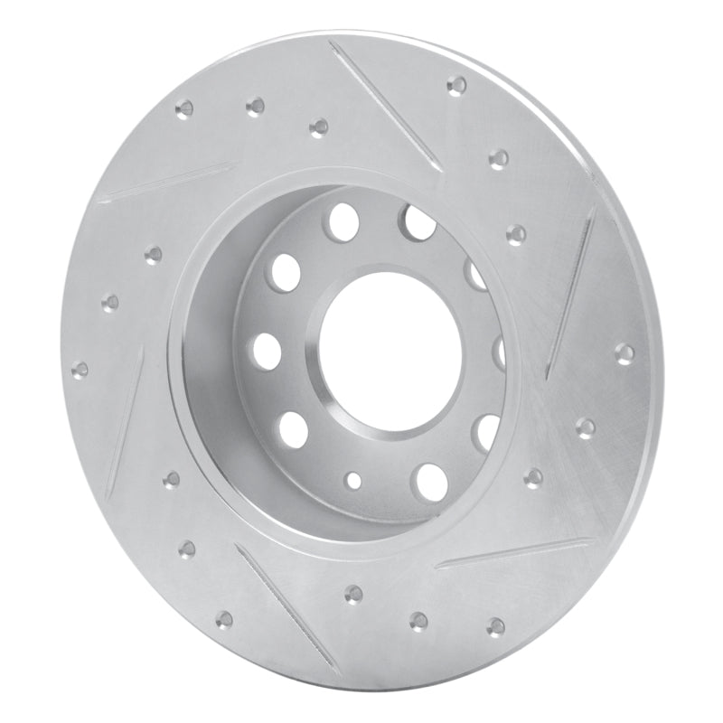 R1 05-13 Audi A3 Rear Left Drilled & Slotted Silver Brake Rotor