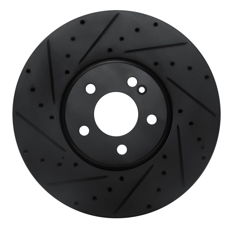 R1 15-23 Mercedes-Benz E300 Front Left Drilled & Slotted Black Brake Rotor