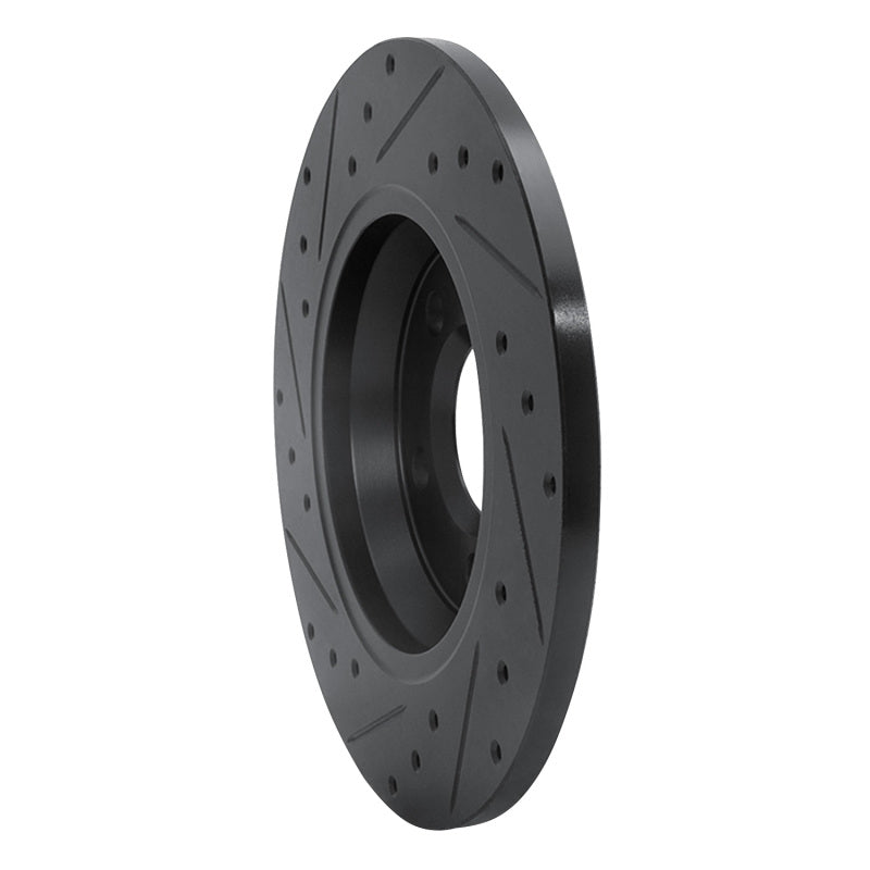 R1 2001-2003 Volkswagen EuroVan Rear Right Drilled & Slotted Black Brake Rotor