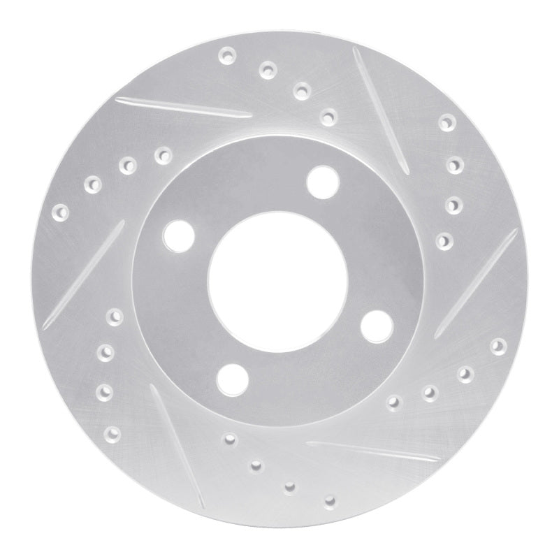 R1 84-87 Audi Coupe Front Right Drilled & Slotted Silver Brake Rotor